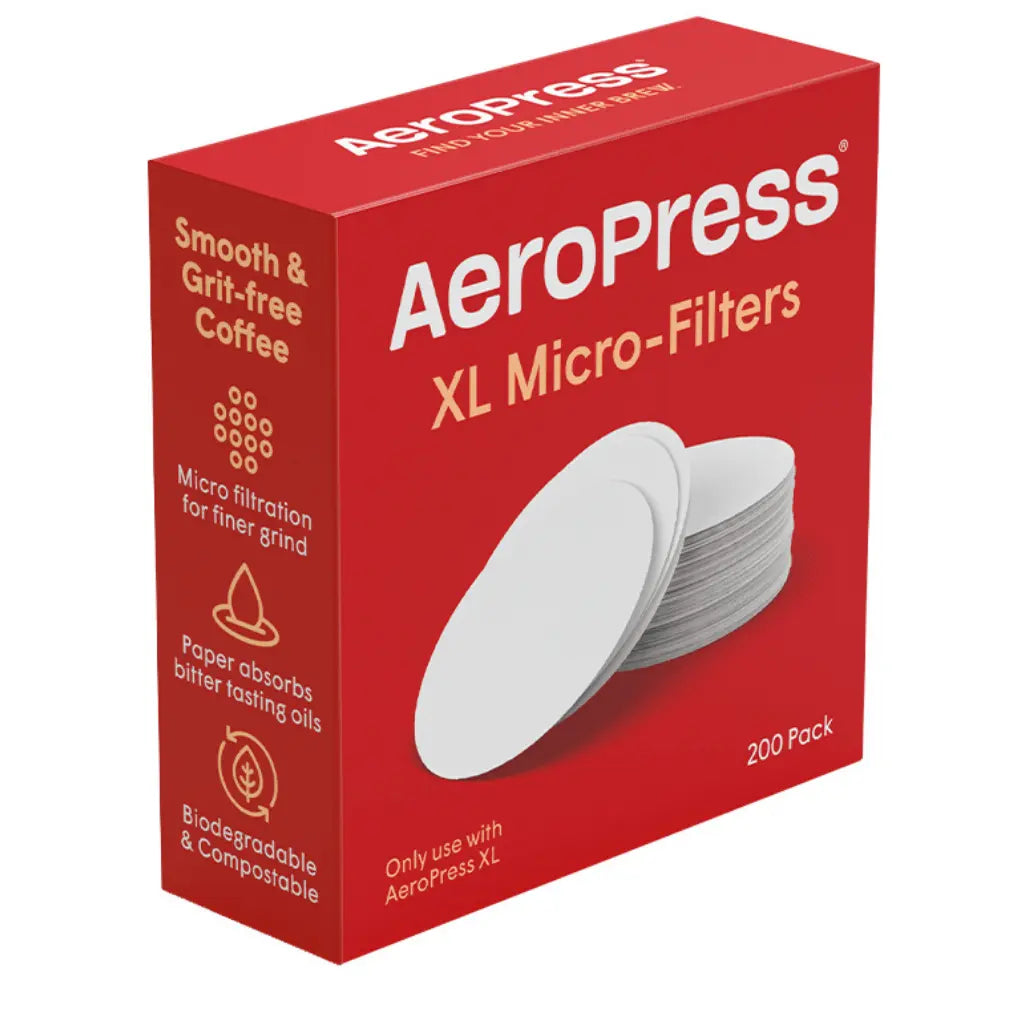Vorderansicht der Verpackung für AeroPress XL Micro Filter