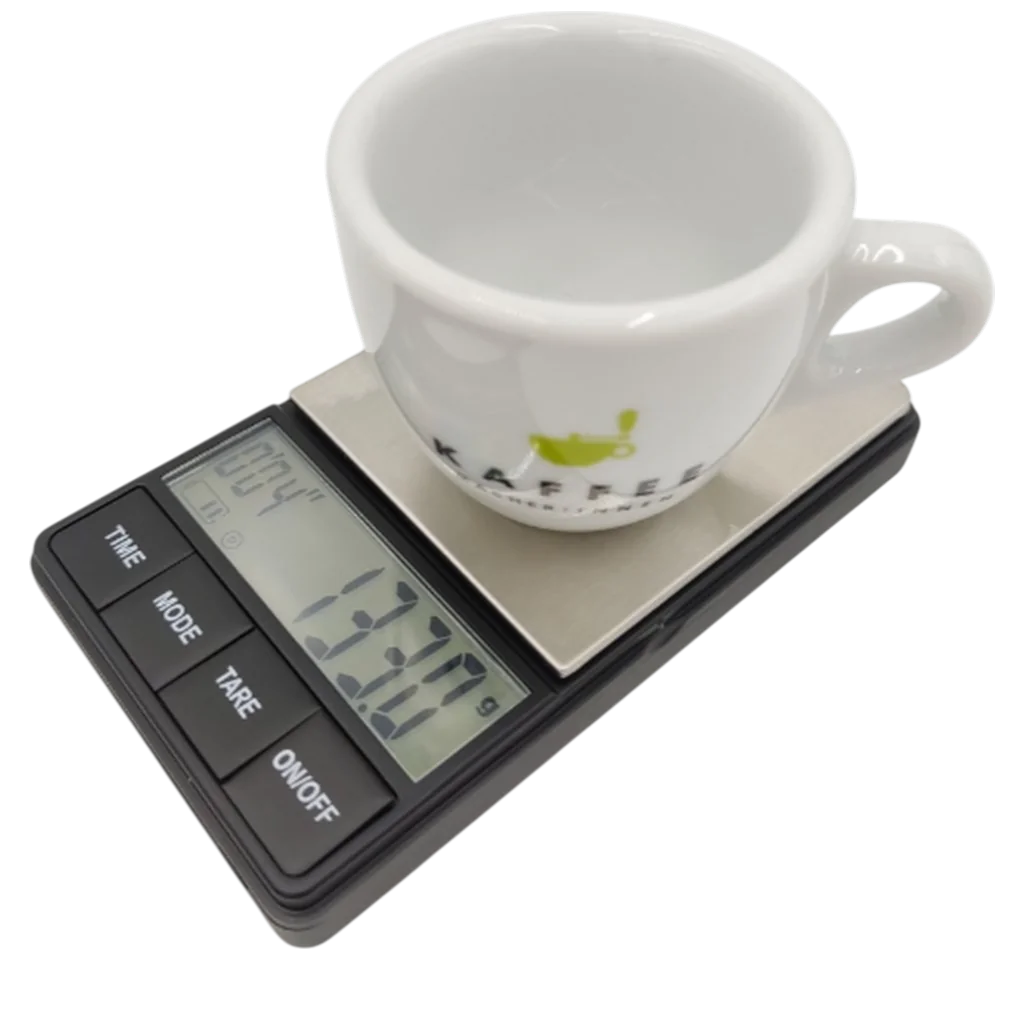 Espressowaage mit Kaffeemacher Espresso Tasse