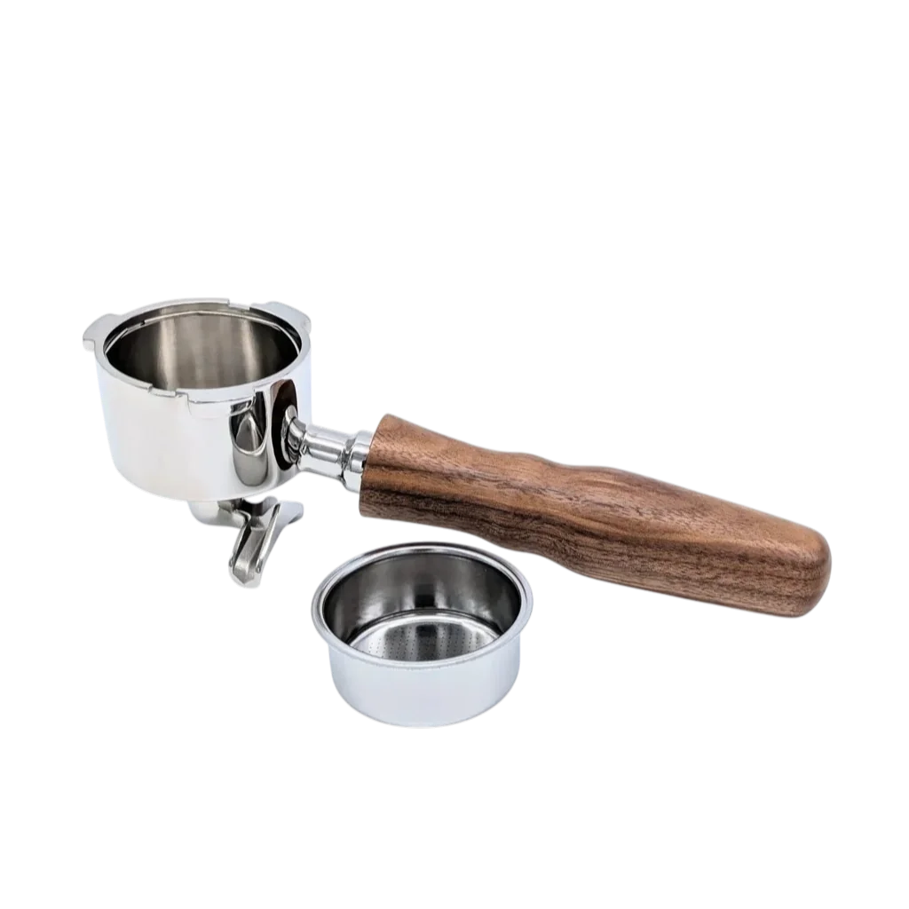 Siebträger 54mm mit 2er Auslauf und Walnuss-Holzgriff für Sage/Breville Espressomaschinen
