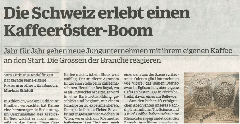 NZZ: Die Schweiz erlebt einen Kaffeeröster-Boom